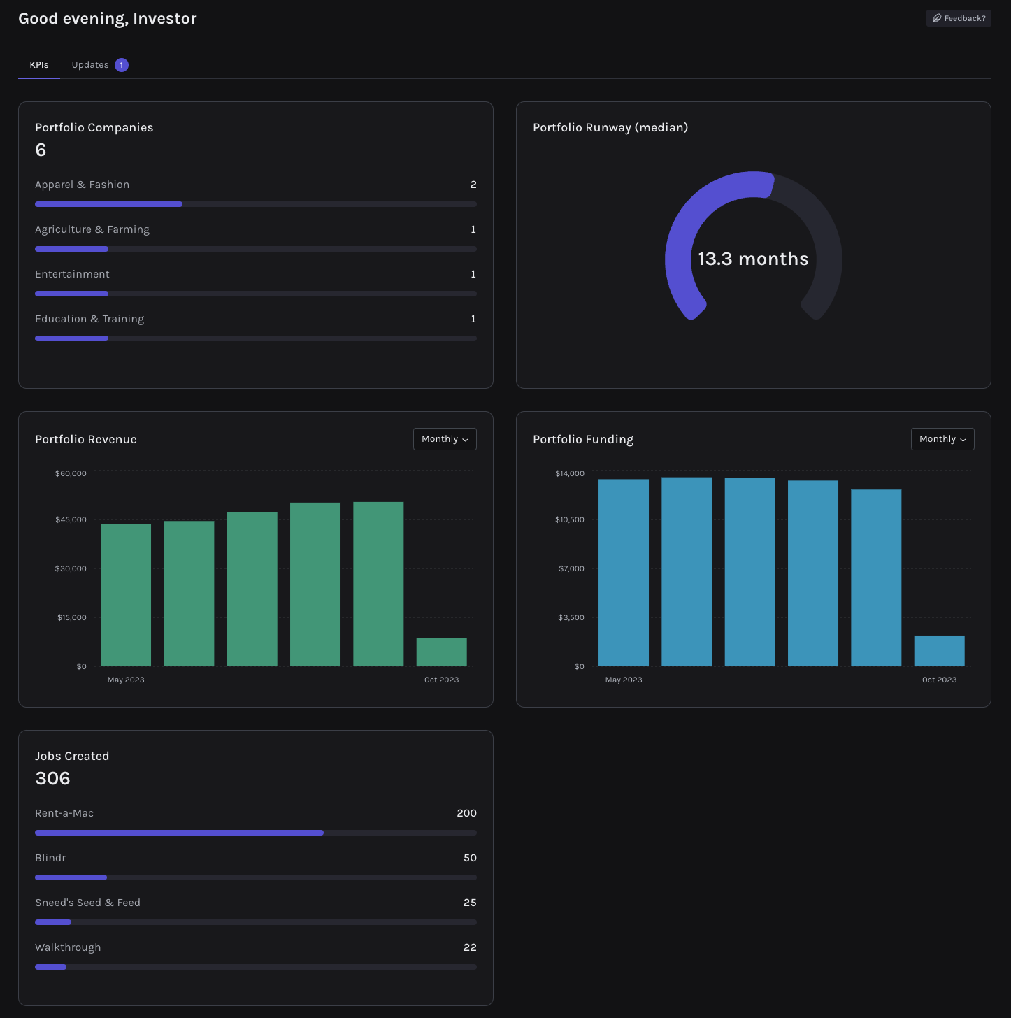 OpenPitch AI-powered investor update interface